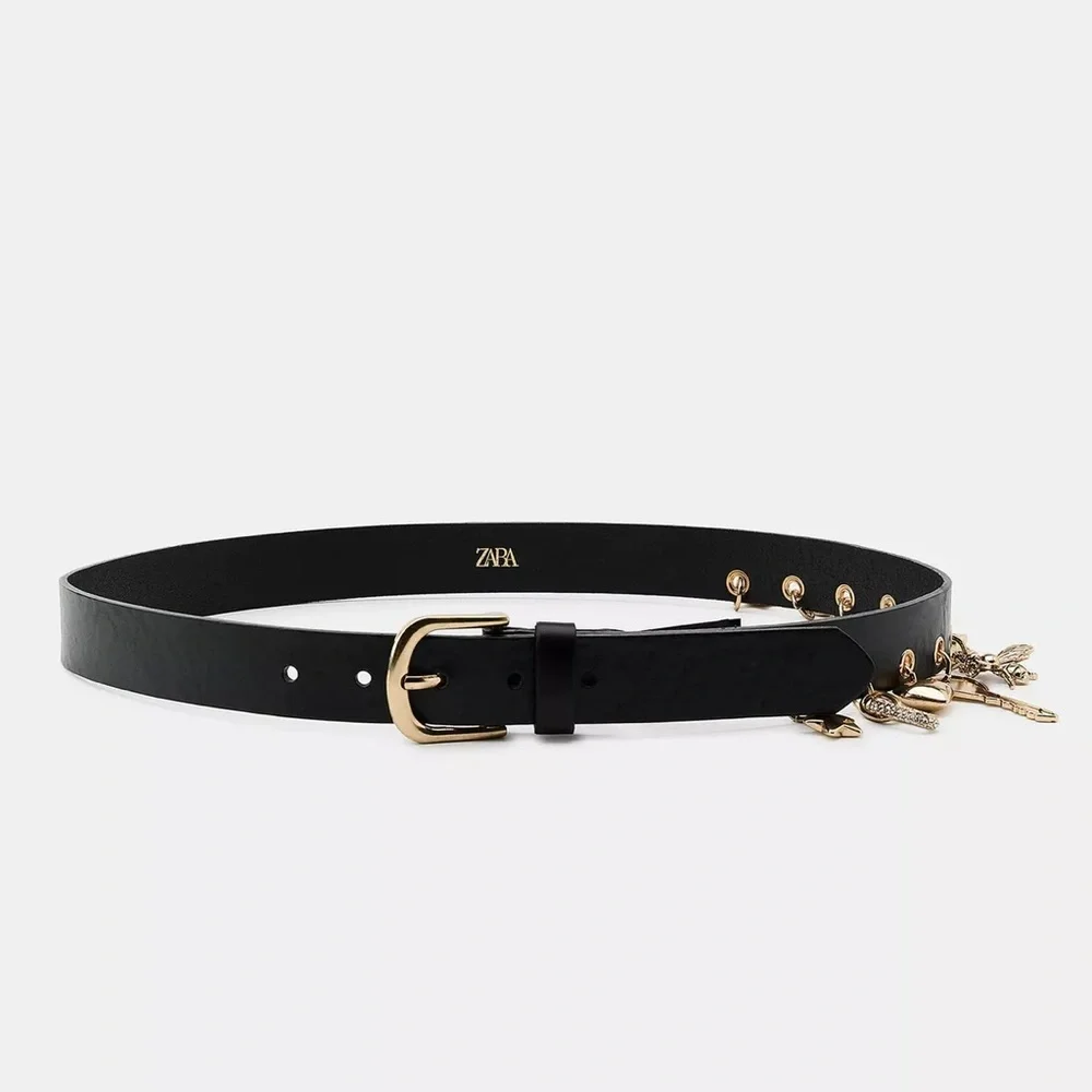 ZARA 100% LEATHER CHARM BELT - Picture 4 of 8